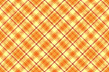 Turuncu ve sarı renkli ekose kumaşlı kumaş ile doku kontrolünün arka plan desen vektörü pürüzsüz.
