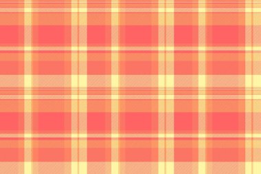 Kumaş desenli tekstil ekose arka planda kırmızı ve sarı renklerde tartan vektör kontrol dokusu.