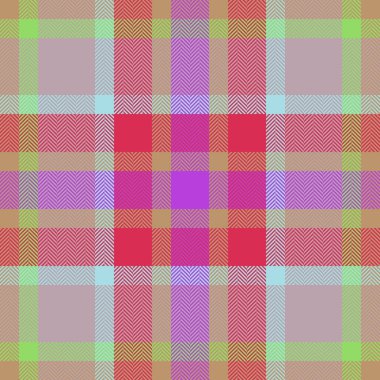 Pastel ve turuncu renklerde ekose vektör kumaş desenli kusursuz kontrol arkaplanının dokusu tartan tekstili.