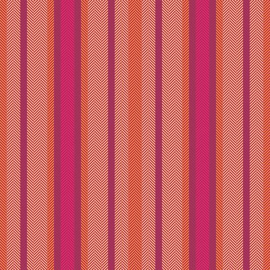 Tekstil çizgisi arka planı pembe ve kehribar renklerinde dikey olan doku vektörünün kumaş desenleri pürüzsüz..
