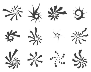 Spiral ve girdap hareket büküm daireler öğe kümesi tasarlayın. Vektör çizim.