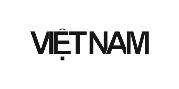 Βιετνάμ Έμβλημα Για Εκτύπωση Και Web Χαρακτηριστικά Σχεδιασμού Γεωμετρικό Στυλ — Διανυσματικό Αρχείο