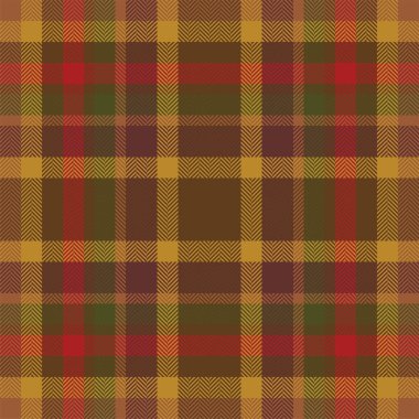 Ekose kontrol deseni turuncu ve kırmızı renklerde. Kusursuz kumaş dokusu. Tartan tekstil baskı tasarımı.