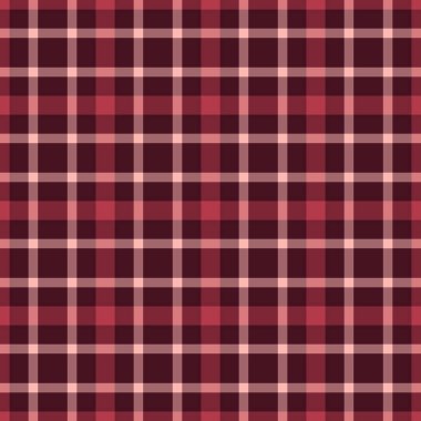 Kumaşın tartan dokusu ekoseli kırmızı ve koyu renklerde tekstil dikişsiz arka plan vektörü ile kontrol.