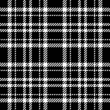 Tekstil denetimi kumaş kumaşı siyah ve beyaz renklerde tartan ile tekstil olmayan vektörün ekose arkaplan deseni.