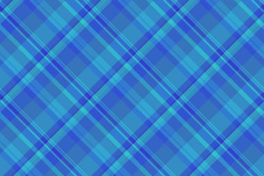 Kumaş tekstil vektörü tartan ile mavi ve cyan renklerinde desensiz ekoseli kumaş denetimi.
