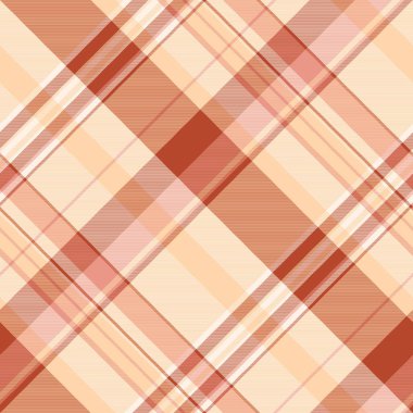 Kırmızı ve turuncu renklerde desen vektör kumaş arkaplanı olan tartan desenli ekosenin kusursuz tekstilini kontrol et.