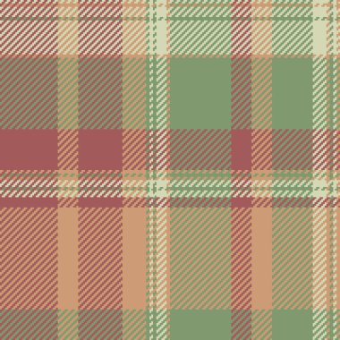 Arka plan tekstil vektörünün ekose desenli kumaşı pastel ve turuncu renklerde..