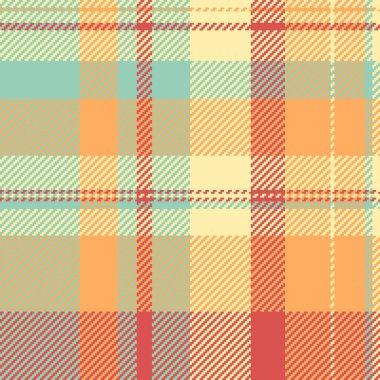 Ekose desenli turuncu ve açık renkli tekstil desenli kusursuz vektör kumaşının tartan arkaplanını kontrol et.