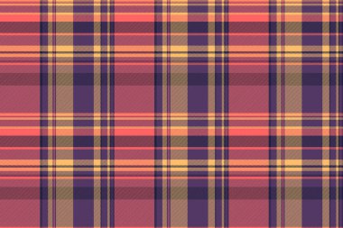 Eflatun ve kırmızı renklerde dikişsiz arkaplan tartan vektörü olan kumaş dokusu ekoseli kontrol deseni.