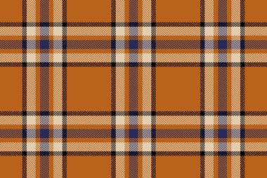 Turuncu ve açık renkli ekose kumaş desenli vektör kontrol arkaplanının tekstil yapısı.