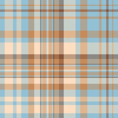 Tartan desenli ekoseli kumaş arkaplan vektörü turuncu ve cyan renklerinde dikişsiz tekstil.