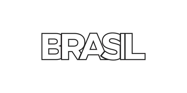 Brasil Emblem Print Web Design Features Geometric Style Vector Illustration — Stock Vector
