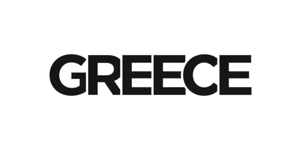 希腊的印刷品和网络标志 设计以几何风格为特色 用现代字体的粗体字体表示矢量图解 白色背景上孤立的图形化标语字母 — 图库矢量图片