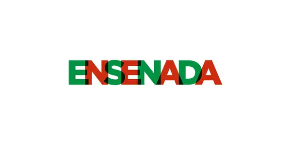 Ensenada Emblema México Para Impressão Web Design Apresenta Estilo Geométrico — Vetor de Stock