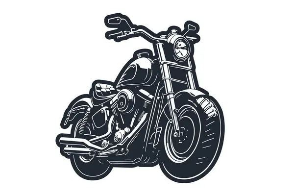 经典摩托车矢量图解 摩托车标志 自行车俱乐部标志 T恤衫设计图 黑白相间的轮廓 — 图库矢量图片