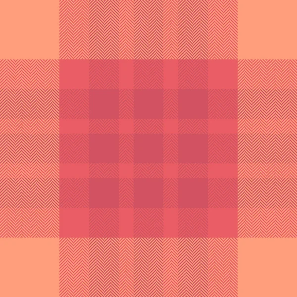 生地の背景ベクターパターン 赤と軽いサーモンの色で織物の質感のシームレスなチェックとタータン — ストックベクタ