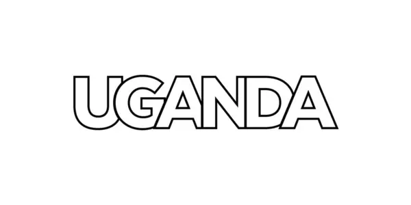 Uganda Emblem Für Print Und Web Design Mit Geometrischem Stil — Stockvektor