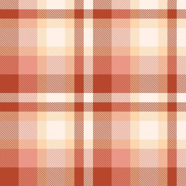 Kontrol arkaplanının vektör tartan dokusu, kırmızı ve eski dantel renklerinde tekstil kumaş deseni ile kusursuz.