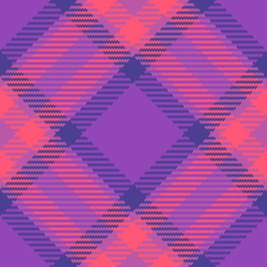 Mor ve kırmızı renklerde desensiz arkaplan desenli vektör kumaşı tekstil ekoseli kontrolü.