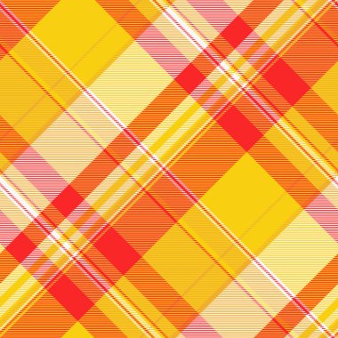 Parlak ve kehribar renklerinde arkaplan dokusu tekstil vektörü ile tartan ekoseli kumaşın desensiz dokusu.