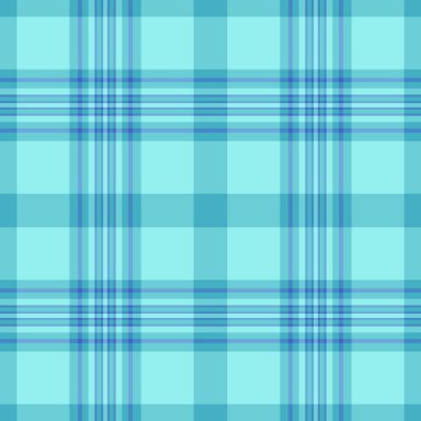 Tekstil desenli ekoseli desen kontrol vektörünün kumaş tartan arkaplanı cyan ve deniz mavisi renklerinde dikişsiz.
