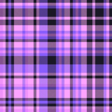 Ekose kontrol arkaplanının tekstil vektör şablonu siyah ve morumsu renklerde kumaş dikişsiz tartan ile.