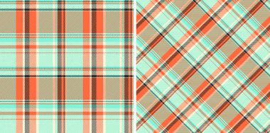 Arka plan kumaşının kusursuz desenli tartanı vektör dokusu ekose renkli retro renklerle ayarlanmış.