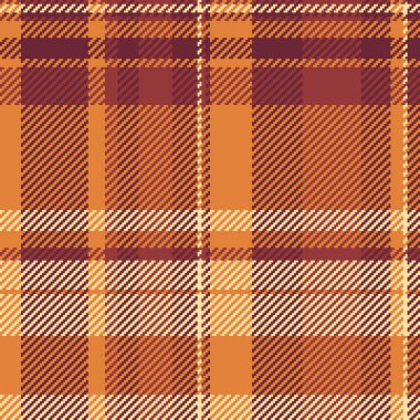 Tekstil dikişsiz kumaşın ekose vektör deseni. Arka plan deseni kırmızı ve turuncu renklerde tartan..