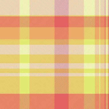 Turuncu ve limon renklerinde desen vektör arkaplan dokusuna sahip ekose kumaştan tekstil kontrolü..