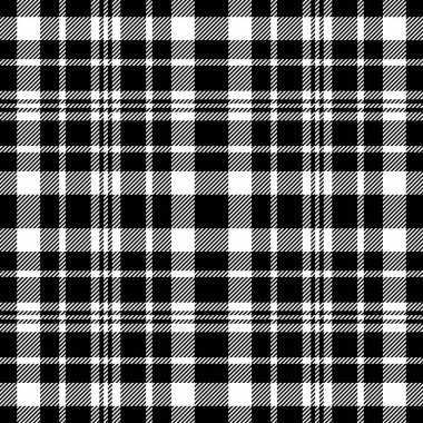 Vektör arkaplan dokusunun ekose desenli kumaşı siyah ve beyaz renklerde tekstil denetimi ile.