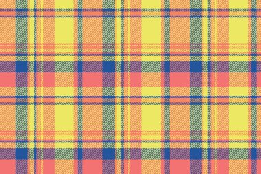 Kumaş desensiz ekose kumaş kontrol tartan sarı ve kırmızı renklerde tekstil arka plan vektörü.