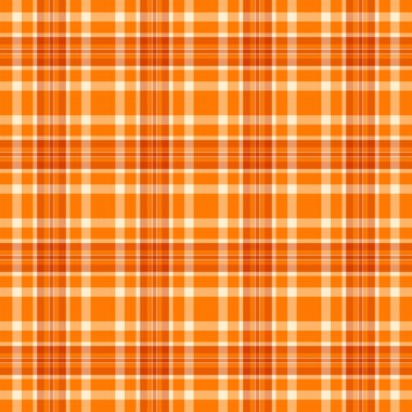 Ekose desenli kumaşın dokusunu turuncu ve hurma renklerinde dikdörtgen arkaplan kumaşıyla kontrol et.