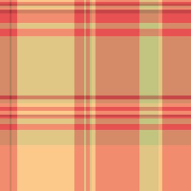 Kalıplı kumaş arkaplan ekoseli kumaş dikişsiz vektör dokusu tartan kontrolü kırmızı ve turuncu renkli tekstil.