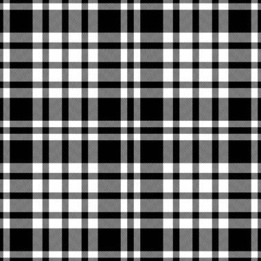 Siyah ve beyaz renklerde ekosesiz ekose desenli tekstil desenini kontrol et.