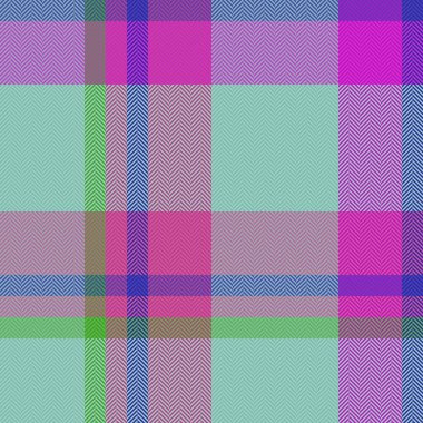 Işık ve turkuaz renklerde kusursuz bir vektör şablonuna sahip ekose kumaş dokunun tartan kumaş arka planı.
