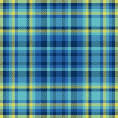 Tartan vektör arka planı siyanür ve mavi renklerde pürüzsüz olan kumaş dokusu tekstil ekoseli kontrol deseni.