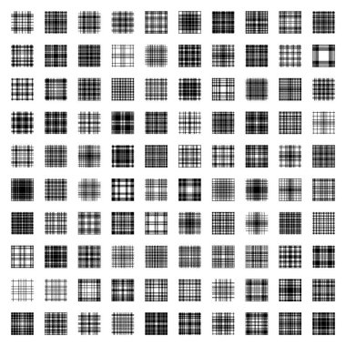 100 tane orjinal ve benzersiz vektör desenli mega küme. Gri tonlu ekoseyi kontrol et. Düz dizayn kumaş dokusu siyah beyaz renk.