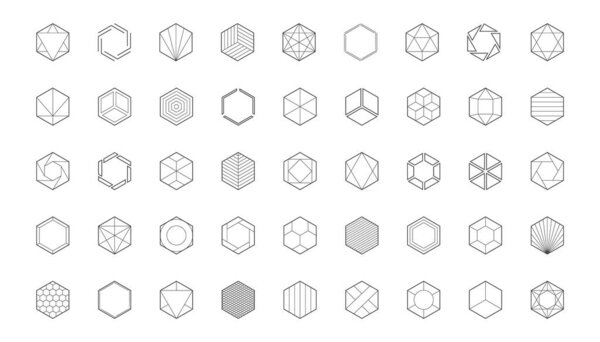 Hexagon logo template. Vector honeycomb icon. Creative design elements.