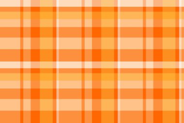 Tertemiz desenli ekosenin tartan arkaplanını turuncu ve parlak renklerde kumaş vektör dokusuyla kontrol et.