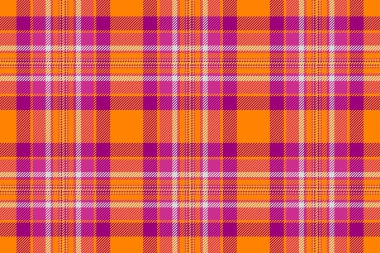 Tekstil kontrol vektörünün desen deseni, ekose arka plan kumaşı, pembe ve parlak renklerde pürüzsüz..