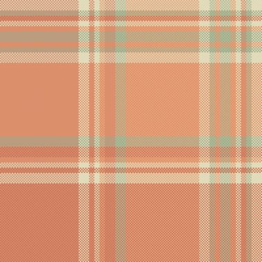 Turuncu ve açık renkli kumaşlı ekose vektörlü desen dokusu tartanının arka plan tekstil kontrolü.