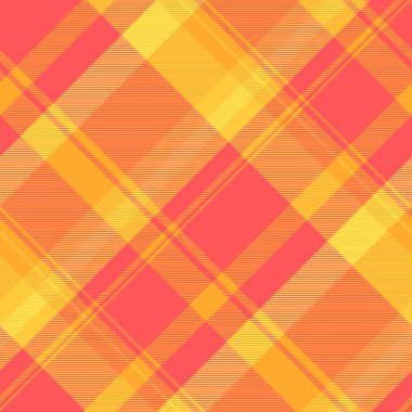 Kehribar ve kırmızı renklerde ekosesiz deseni olan vektör kontrol kumaşı tekstil tartan deseni.