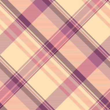 Pembe ve mokasen renklerinde desensiz ekose tekstil arkaplanı olan desensiz tartanın kumaş vektör kontrolü.
