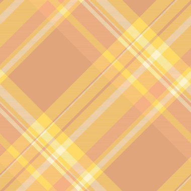 Turuncu ve sarı renklerde tartan arkaplan desenli dikişsiz kumaş ekoseli vektör kontrolü.