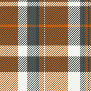 Gri ve turuncu renkli dikdörtgen kumaşlı tartan desenli kumaşın desen vektör kontrolü.