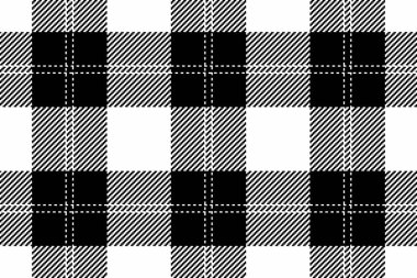 Ekose desenli beyaz ve siyah renklerde arka plan vektörü olan dikdörtgen işlemeli kumaş..