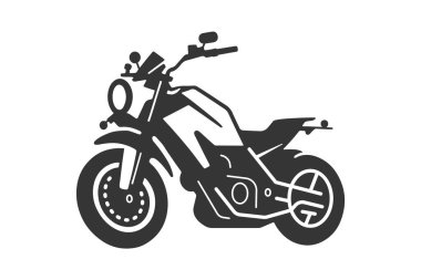 Klasik motosiklet vektör çizimi. Logo için motosiklet, motosiklet kulübü amblemi, çıkartma, tişört tasarımı. Siyah beyaz siluet.