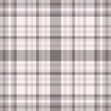 Gri ve deniz kabuğu renklerinde desenli tartan ekose vektörlü kumaş dokunun kusursuz tekstil arkaplanı.