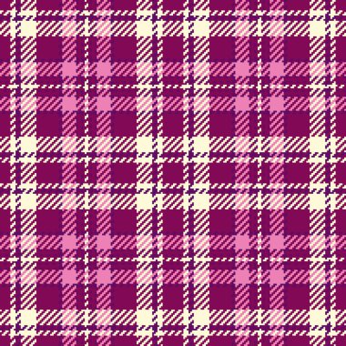 Pembe ve açık altın sarısı renklerde kumaş tekstil ekose vektörü olan pürüzsüz arkaplan tartanın desenini kontrol et.